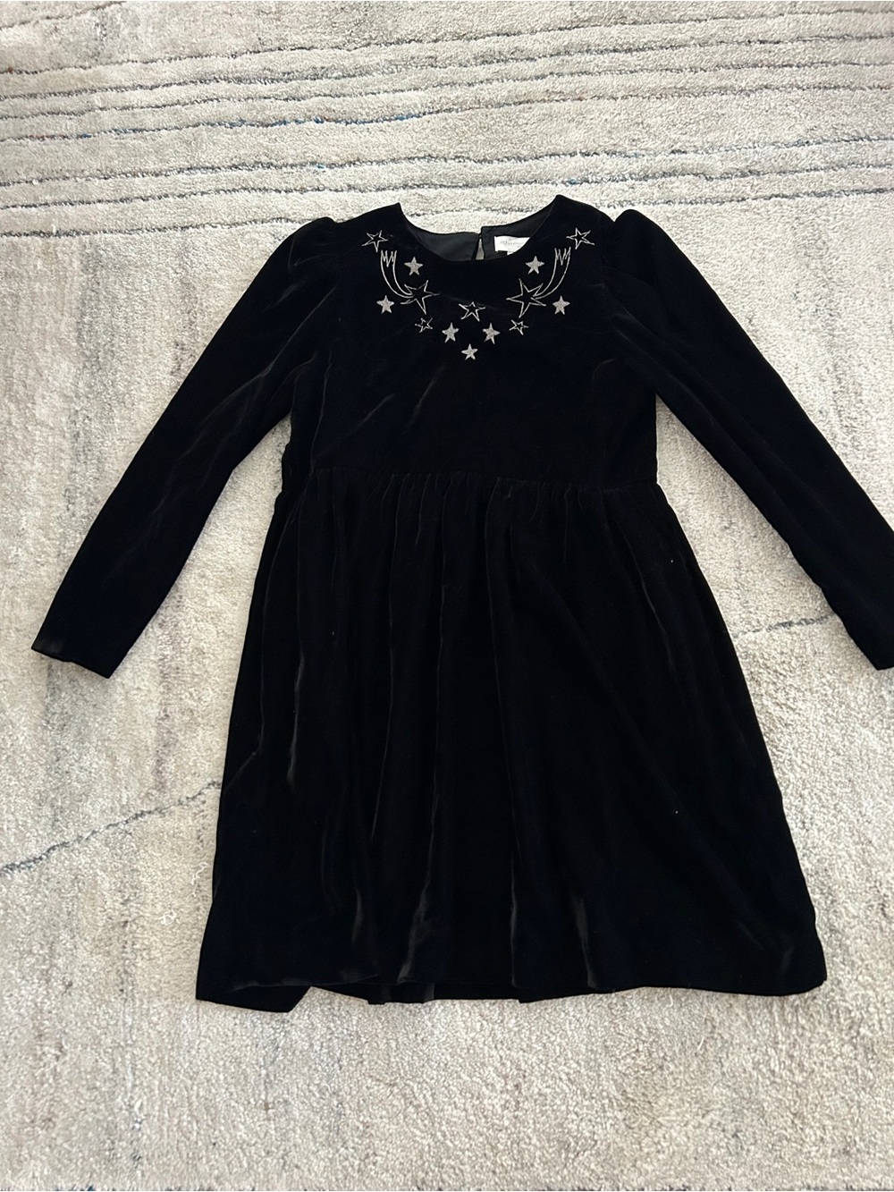 Stella McCartney Kids Black Velvet Dress with Star Embroidery